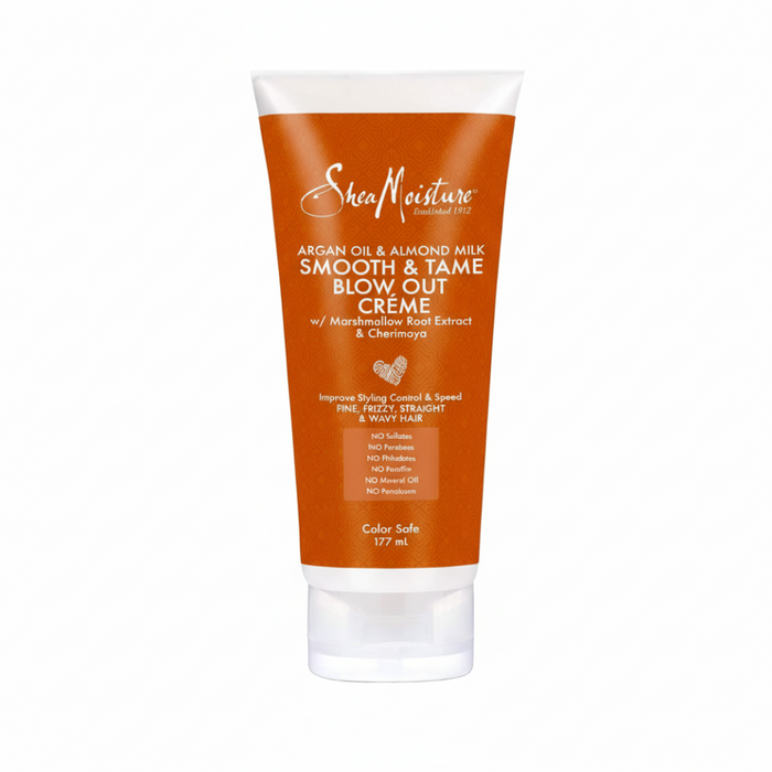 SheaMoisture Argan Oil & Almond Milk Blow Out Crème 177ml | Smooth & Tame Frizz Control
