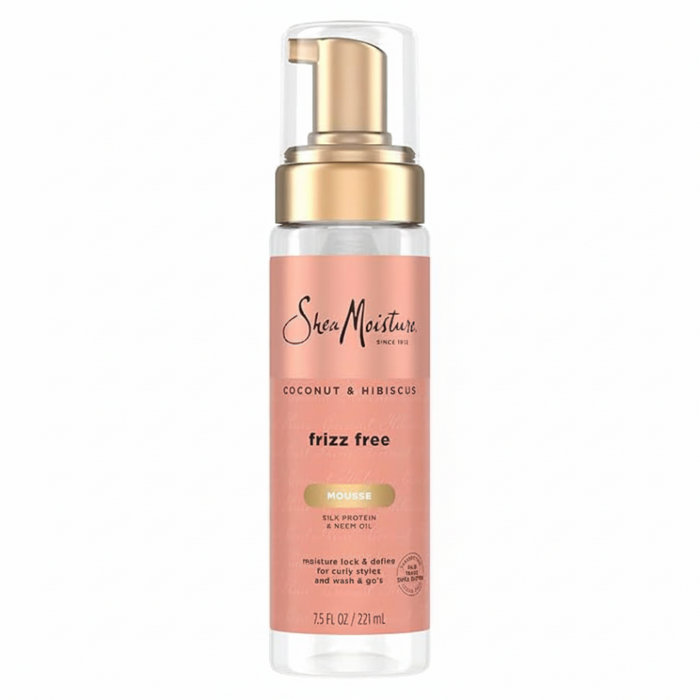 SheaMoisture coconut and hibiscus frizz free curl mousse 7.5oz defining curls lightweight styling foam for volume and frizz control