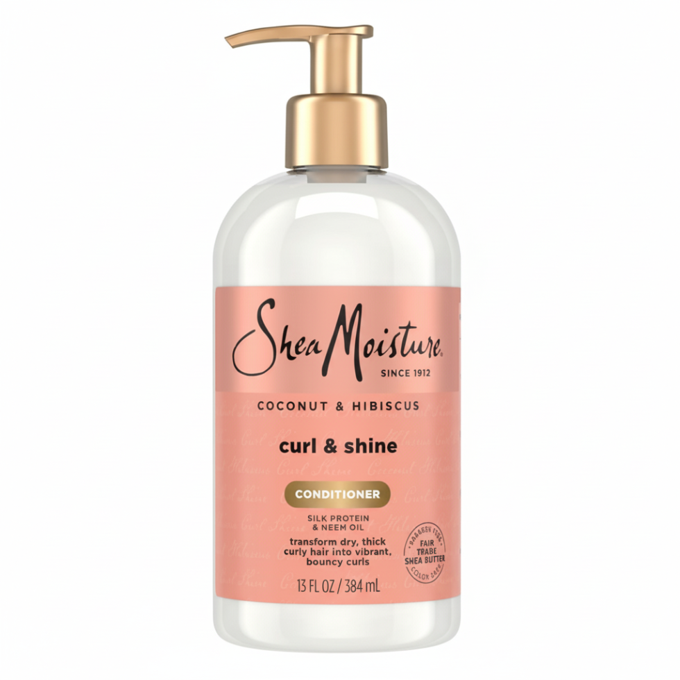 SheaMoisture coconut and hibiscus curl and shine conditioner 384ml hydrating detangling conditioner for soft smooth defined and frizz free curls
