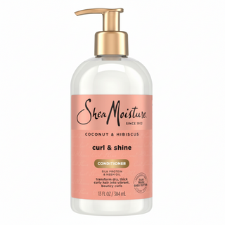 SheaMoisture coconut and hibiscus curl and shine conditioner 384ml hydrating detangling conditioner for soft smooth defined and frizz free curls
