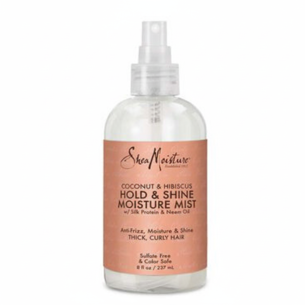 SheaMoisture coconut and hibiscus hold and shine moisture mist 237ml frizz free curl refreshing hydrating hair spray