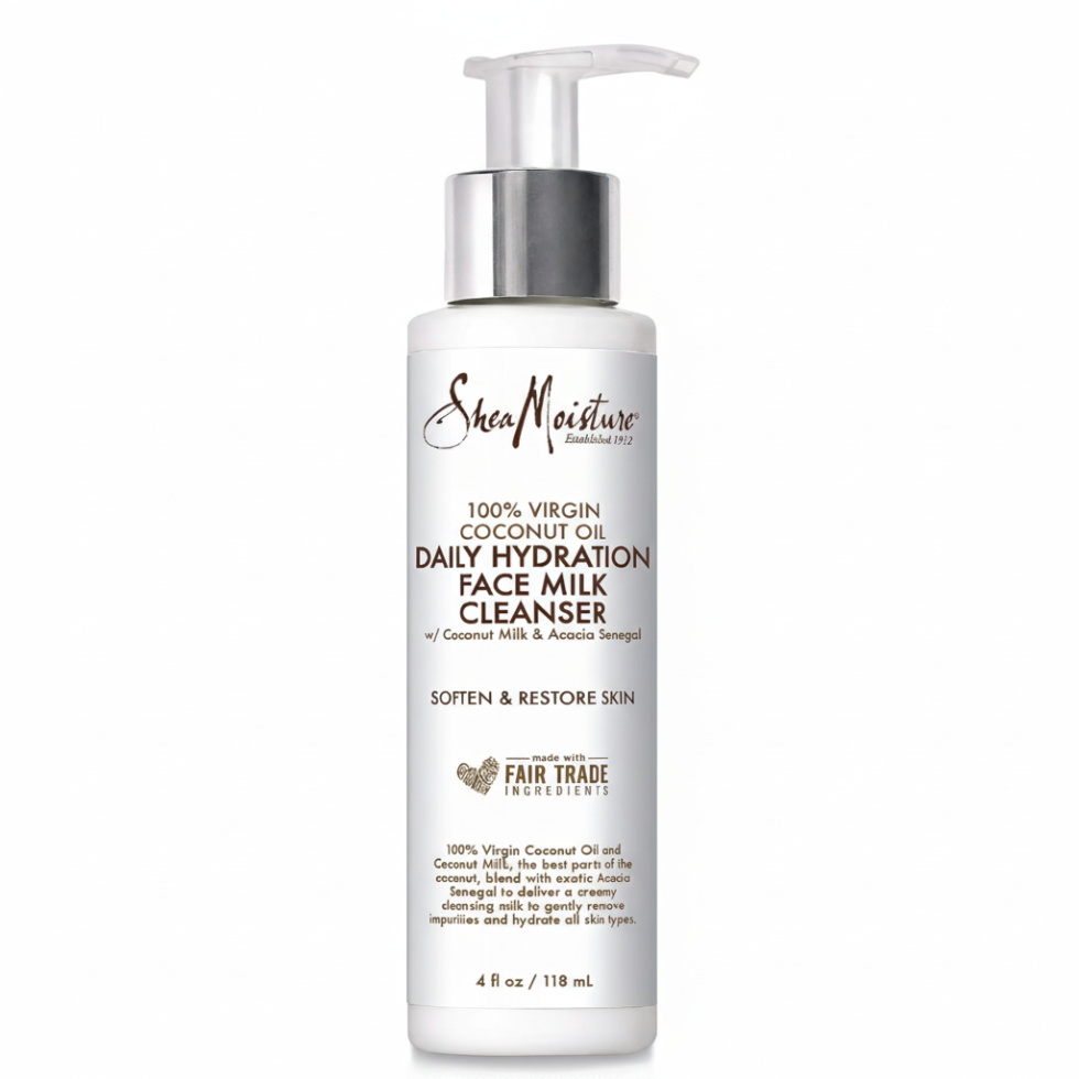 sheamoisture virgin coconut oil face milk cleanser gentle hydrating daily skincare soft smooth glowing skin 3.8oz