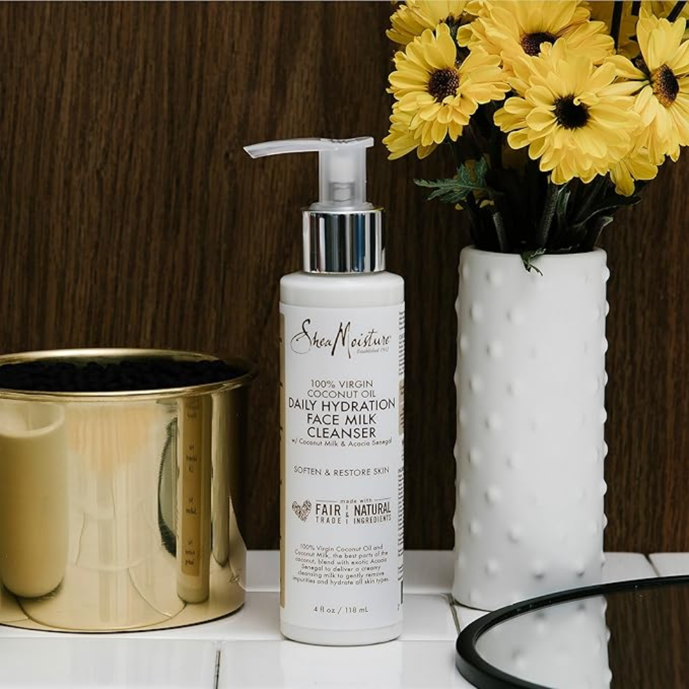 sheamoisture virgin coconut oil face milk cleanser gentle hydrating daily skincare soft smooth glowing skin 3.8oz