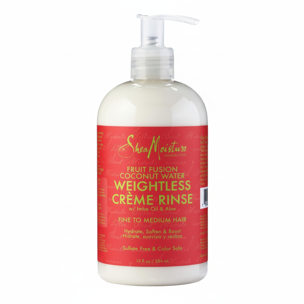 SheaMoisture fruit fusion coconut water weightless creme rinse 384ml soft hydrating conditioner for frizz control and lightweight hair care
