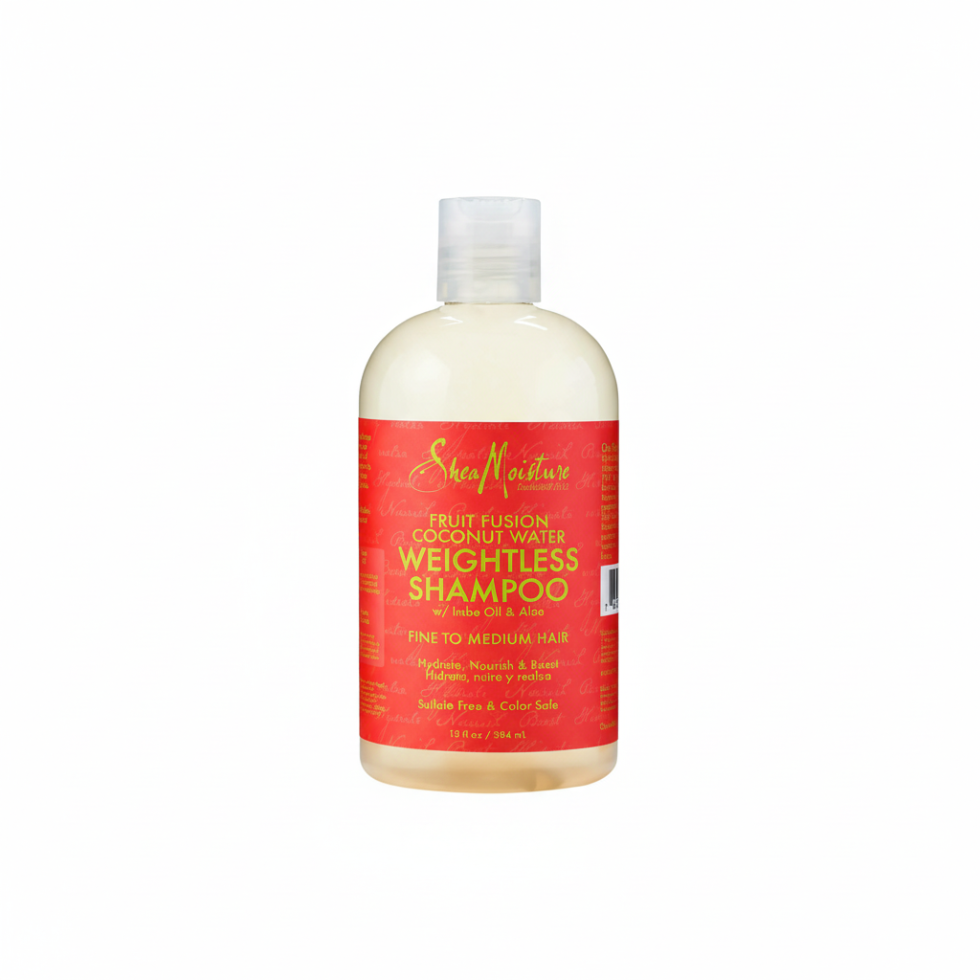SheaMoisture fruit fusion coconut water weightless shampoo 384ml hydrating gentle cleansing shampoo for soft shiny and lightweight hair
