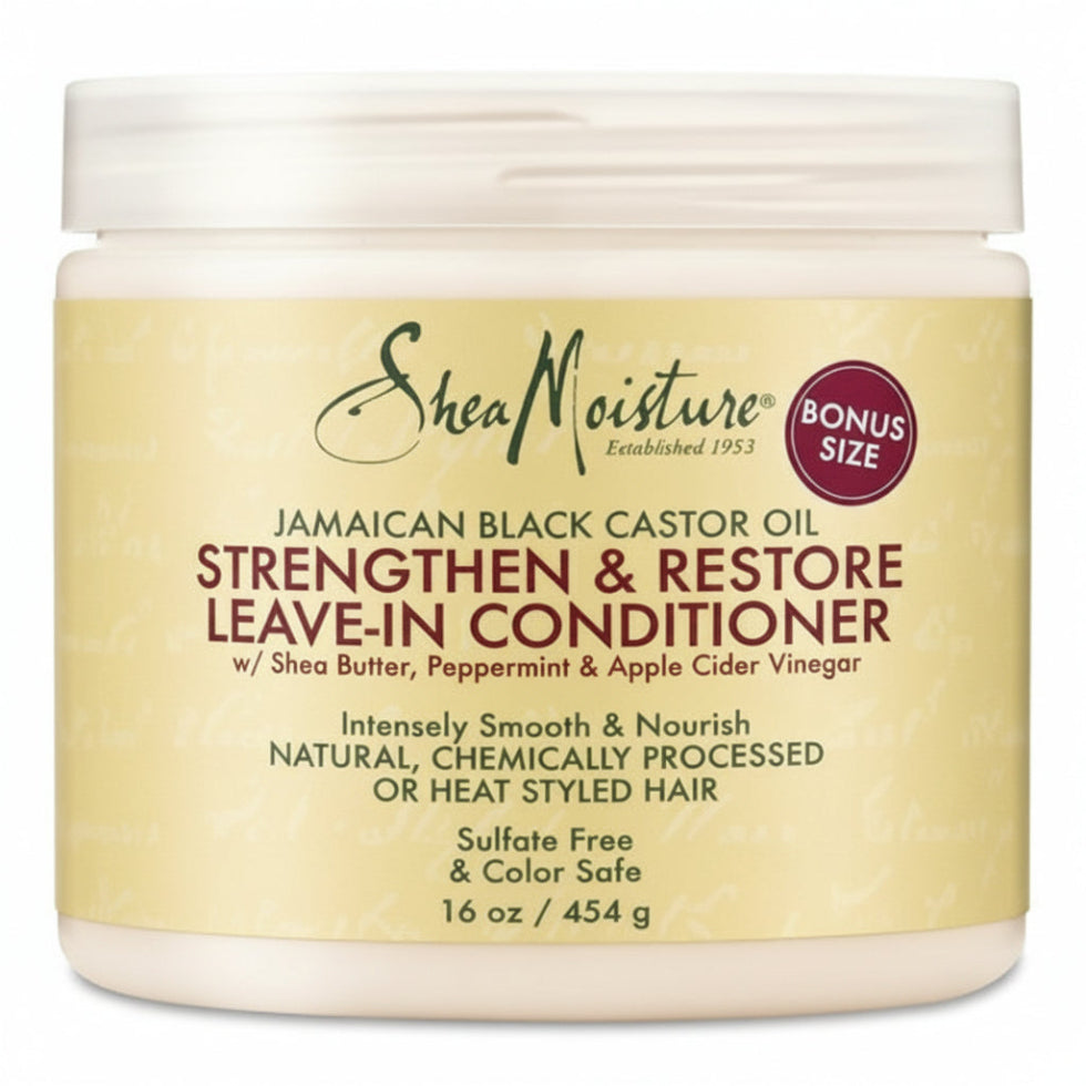 SheaMoisture Jamaican Black Castor Oil strengthen and restore leave in conditioner 340ml hydrating detangling hair treatment for damaged dry and curly hair repair and frizz control

