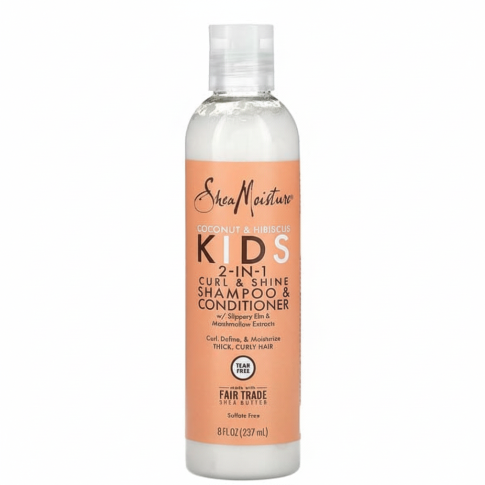sheamoisture kids coconut hibiscus 2 in 1 shampoo conditioner curl shine detangling soft shiny curly hair