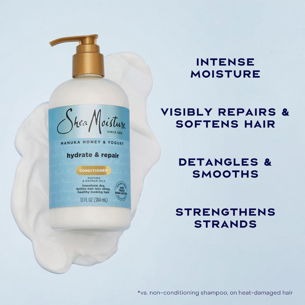SheaMoisture manuka honey and yogurt hydrate and repair conditioner 384ml deep nourishing protein conditioner for dry damaged frizzy hair
