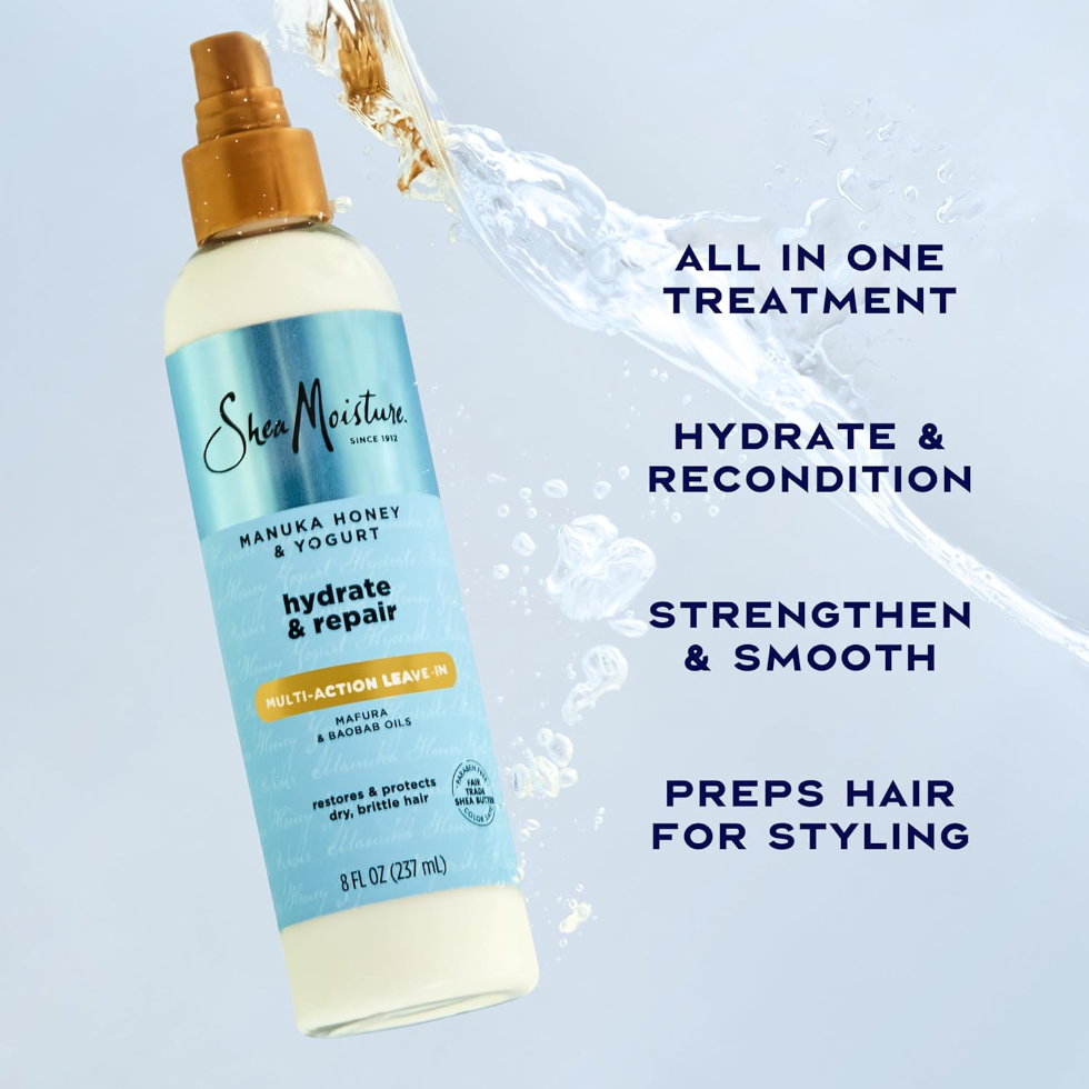 SheaMoisture manuka honey and yogurt multi action leave in 237ml hydrating repairing detangling treatment for soft strong frizz free hair

