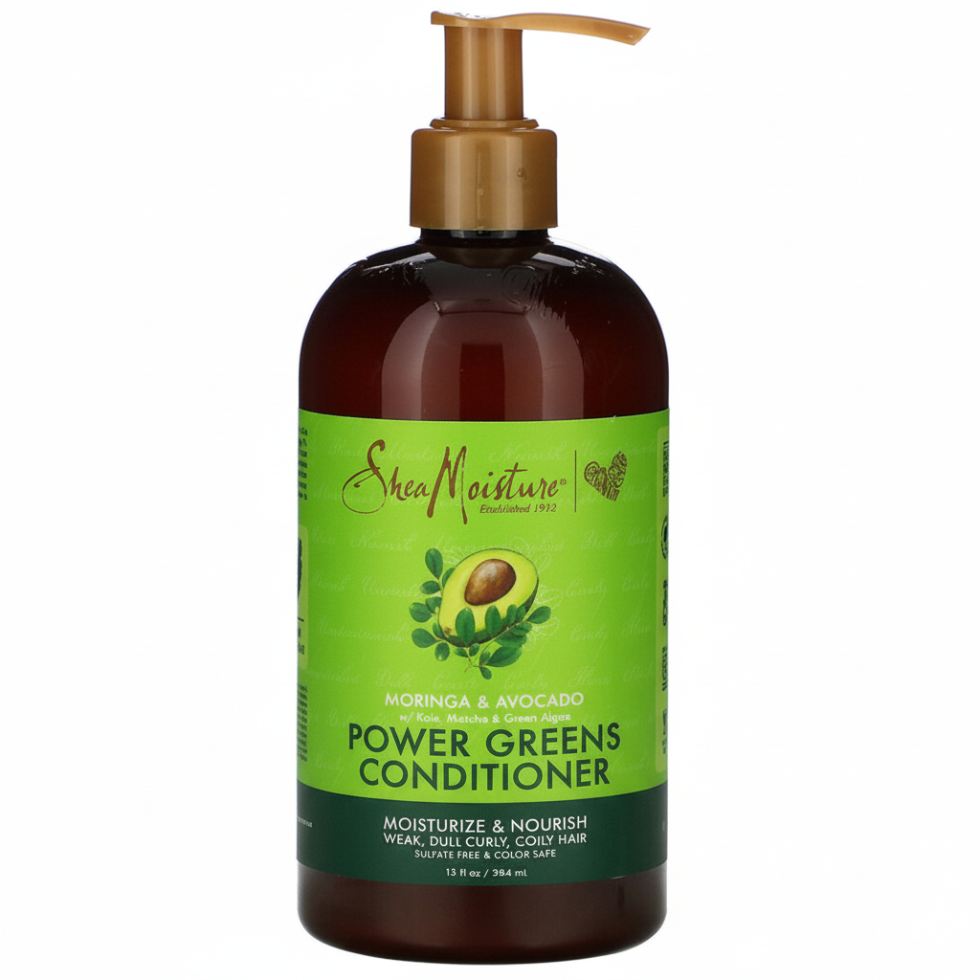 SheaMoisture moringa and avocado power greens conditioner 384ml hydrate and nourish hair moisturizing conditioner for soft and healthy hair
