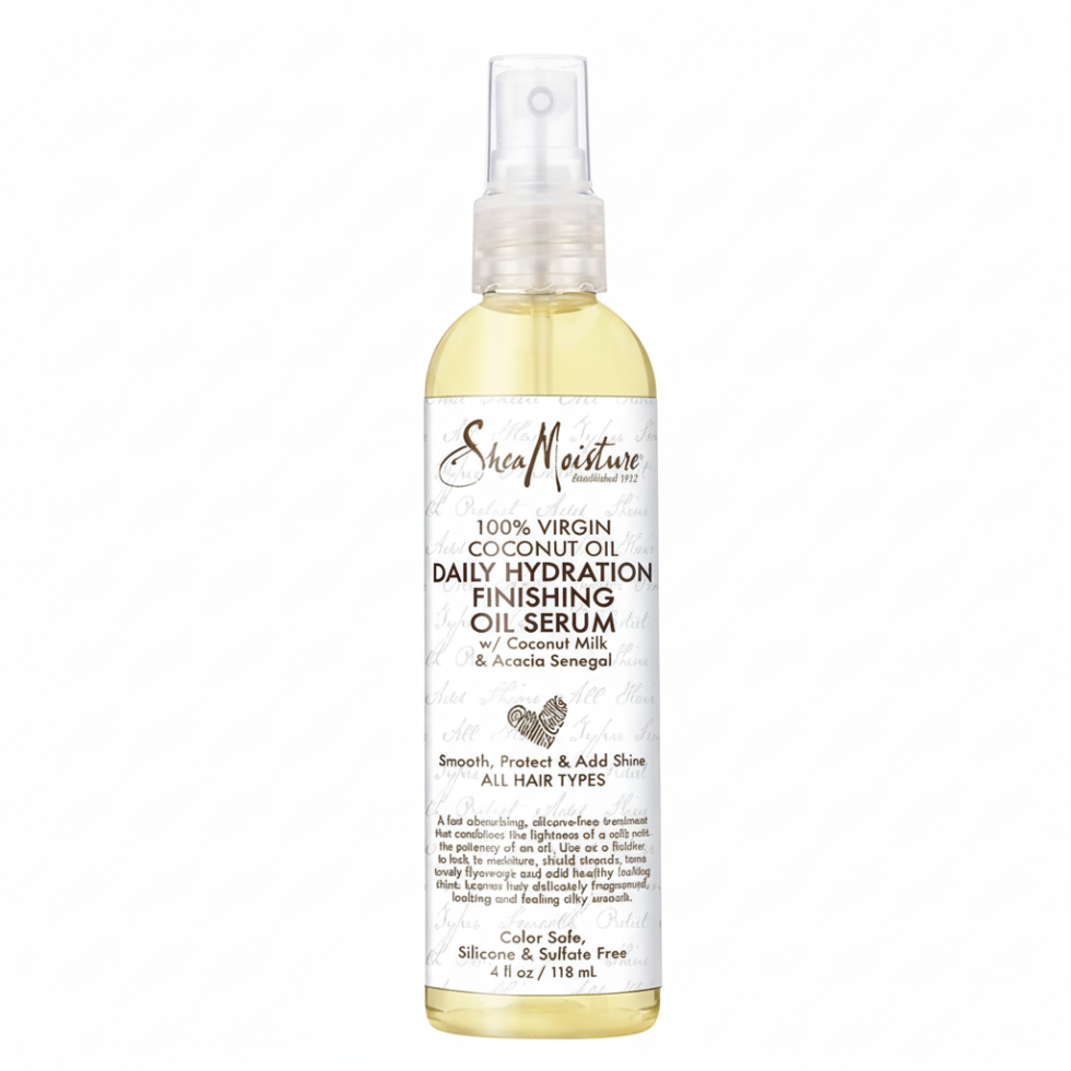 SheaMoisture virgin coconut oil daily hydration finishing serum 118ml frizz control shine boost lightweight hair smoothing serum