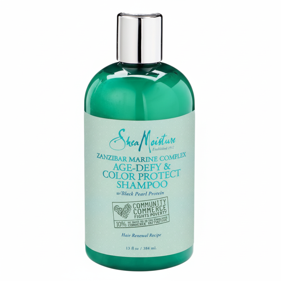 SheaMoisture zanzibar marine complex age defy color protect shampoo 384ml sulfate free hydrating strengthening shampoo for shiny healthy hair