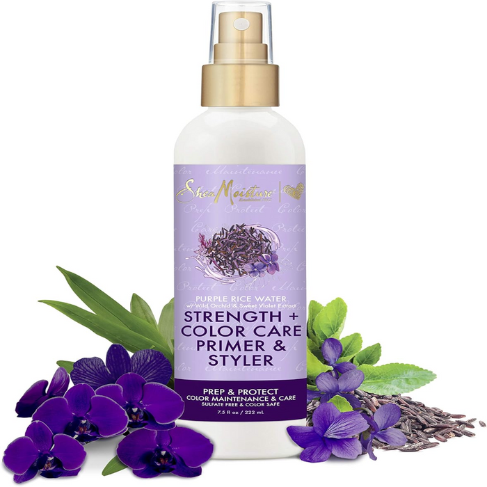 SheaMoisture purple rice water strength and colour care primer and styler for hair protection and strengthening