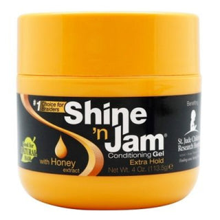 shine n jam conditioning gel extra hold 4oz honey extract styling gel for braids edges frizz control shine finish
