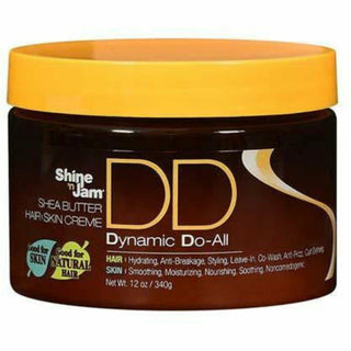shine n jam dynamic do all creme 12oz shea butter hair and skin moisture cream for frizz control and deep hydration
