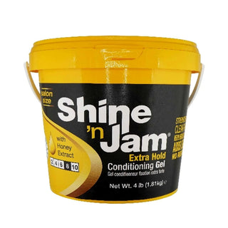 shine n jam extra hold conditioning gel 4lb firm hold styling gel for braids twists frizz control smooth shine finish
