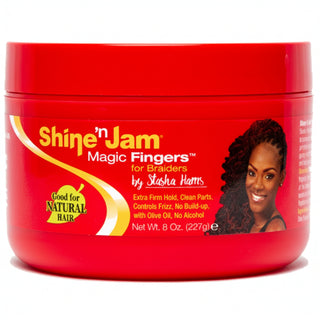 shine n jam magic fingers conditioning gel 8oz braiding gel for smooth long lasting styles frizz control strong hold shine finish
