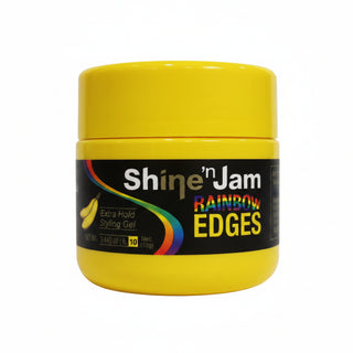 shine n jam rainbow edges banana pudding 4oz extra hold edge control gel for sleek baby hairs frizz control shine finish
