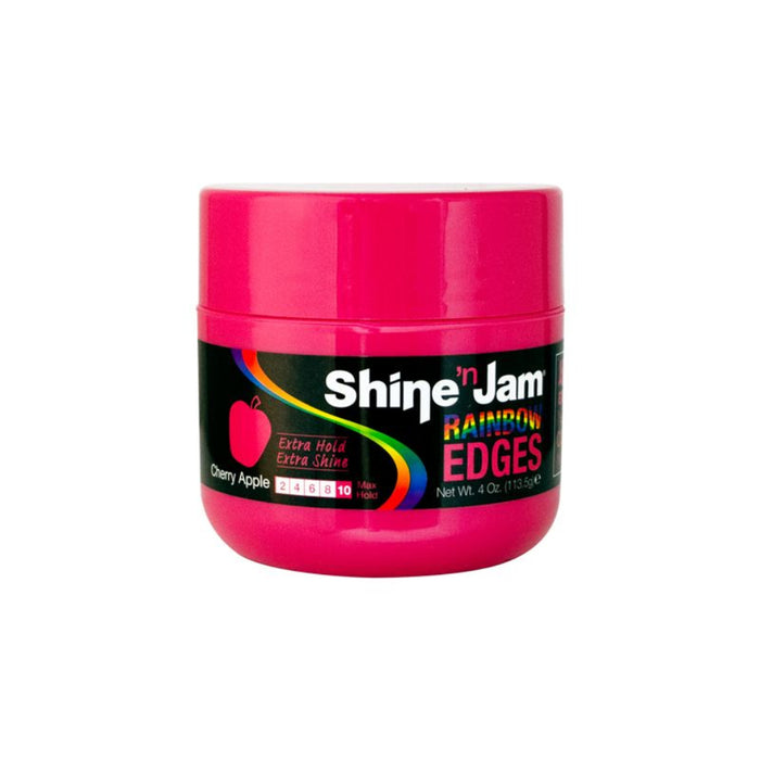 Shine ’n Jam Rainbow Edges Cherry Apple 4oz | Strong Hold Edge Control Gel