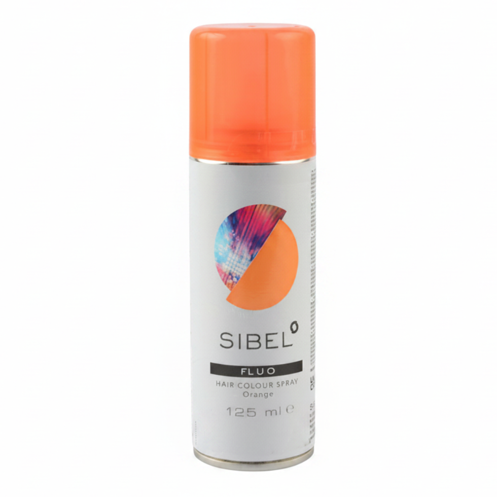 Sibel fluo hair colour spray orange 125ml temporary neon orange hair spray for bold wash out styling and vibrant color look