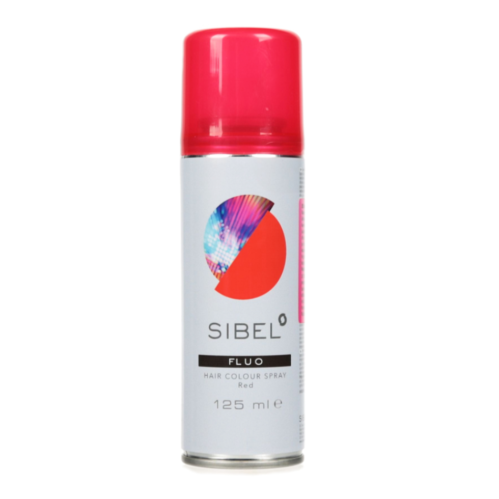 Sibel fluo hair colour spray red 125ml temporary neon red hair spray for bold wash out styling and vibrant color look