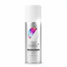 Sibel metallic hair colour spray white 125ml temporary white hair spray for bold wash out styling and metallic shine look