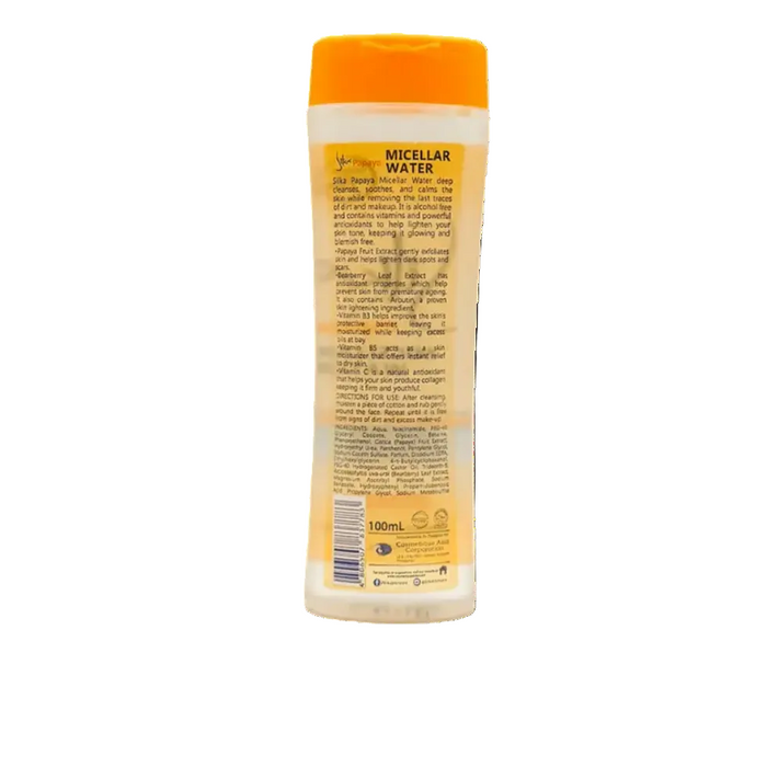 Silka Papaya Micellar Water 100ml gentle makeup remover cleansing water for fresh clean skin.