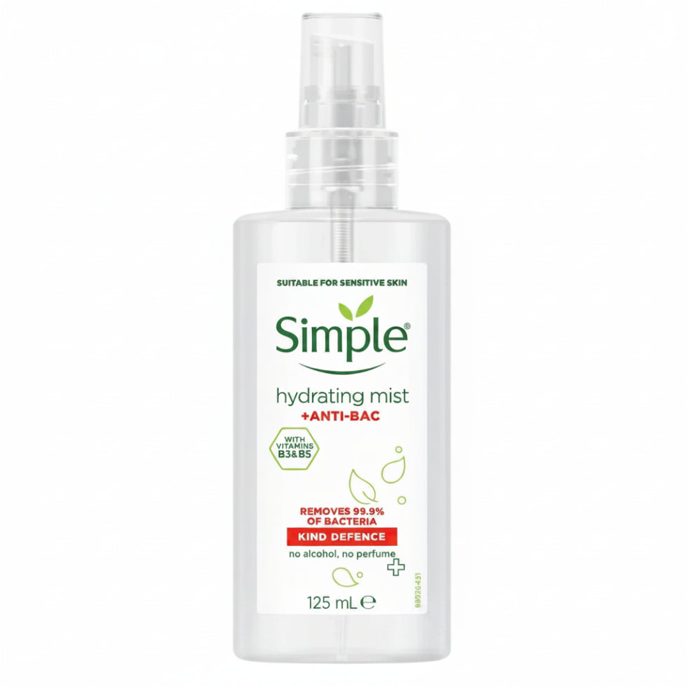 simple hydrating mist kind defense 3x125ml anti bacterial face spray for sensitive skin hydration