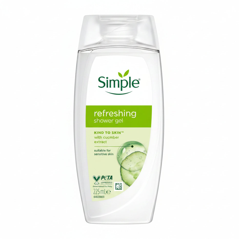 simple kind to skin refreshing shower gel pack of 6 cucumber extract body wash for dry skin 225ml gentle cleansing care