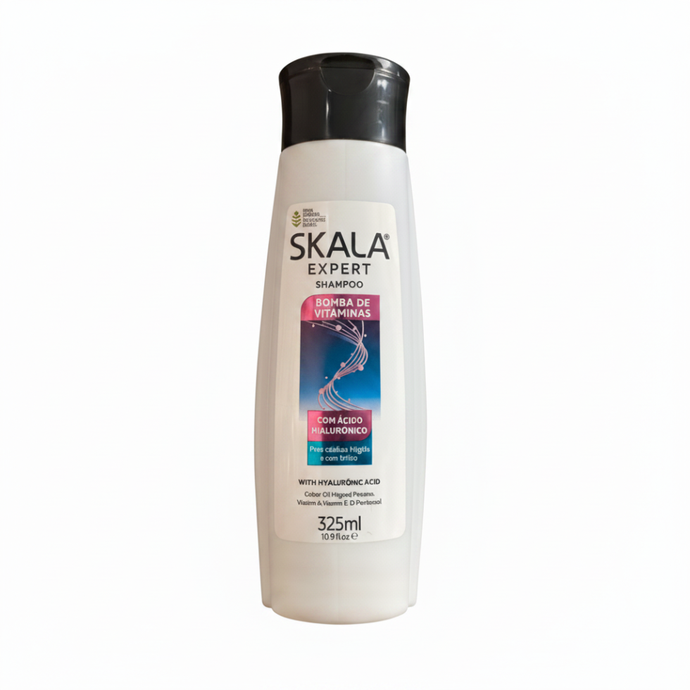 Skala bomba de vitaminas shampoo 325ml hyaluronic acid strength and shine care hydrating hair cleanser for soft and healthy looking hair