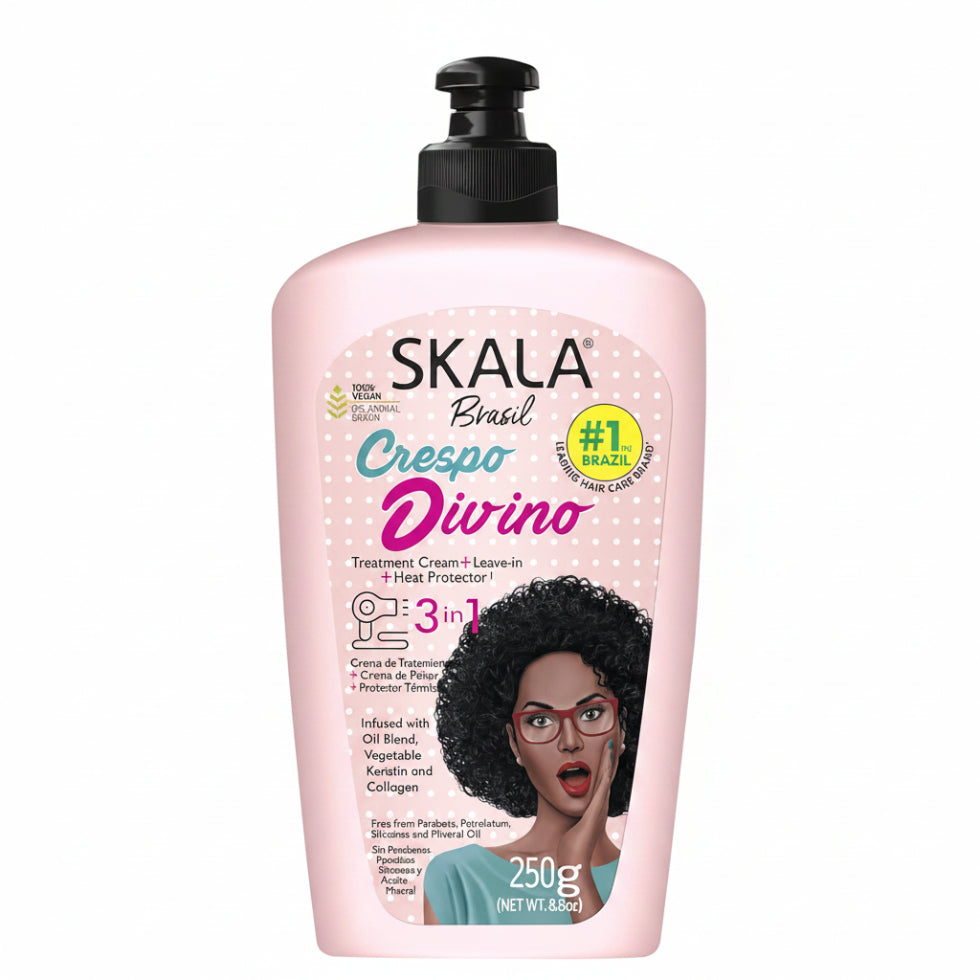 Skala Brasil Crespo Divino 3 in 1 250g curl definition frizz control and heat protection care for soft bouncy and defined curly hair