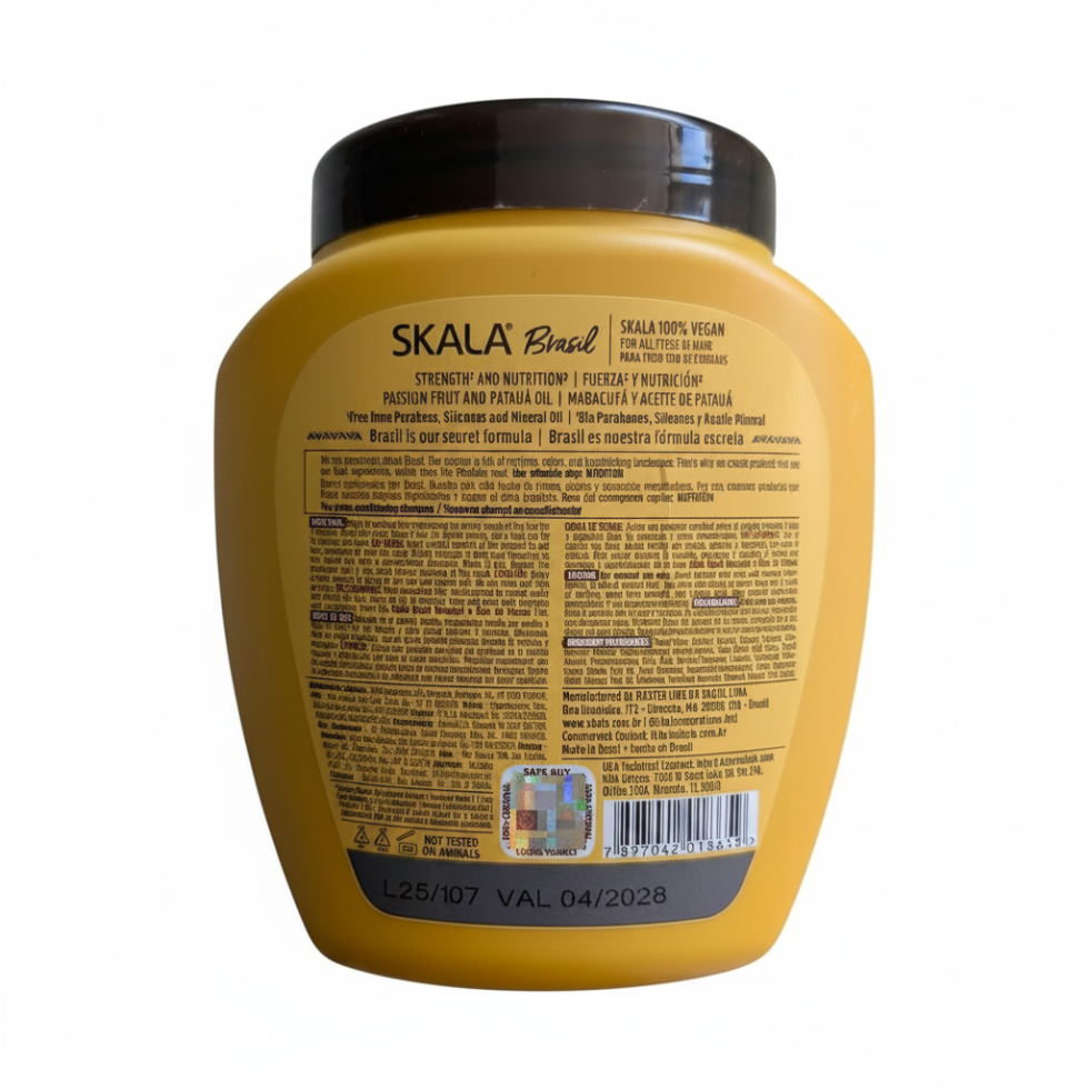 Skala brasil maracuja and patauá hair treatment cream 1000g strength repair and deep nourishing care for soft shiny and healthy hair