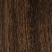 Sleek Fashion Idol 101 Hot Yaki weave P4/30 natural textured hair extension dark brown roots with warm brown highlights styling