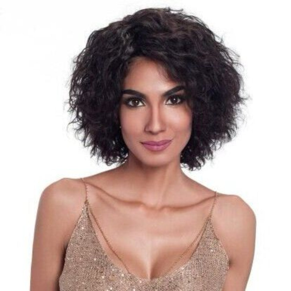 Sleek Camilli human hair wig 12 inch natural wavy virgin gold brazilian hair wig