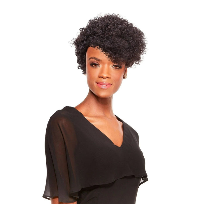 Sleek Virgin Gold Kathy 100% Virgin Human Hair Wig | Afro Textured Curls Cropped Wig