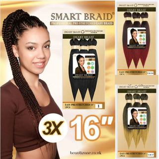smart braid pre stretched synthetic braid 3x16 value pack easy styling protective braids hair extensions product