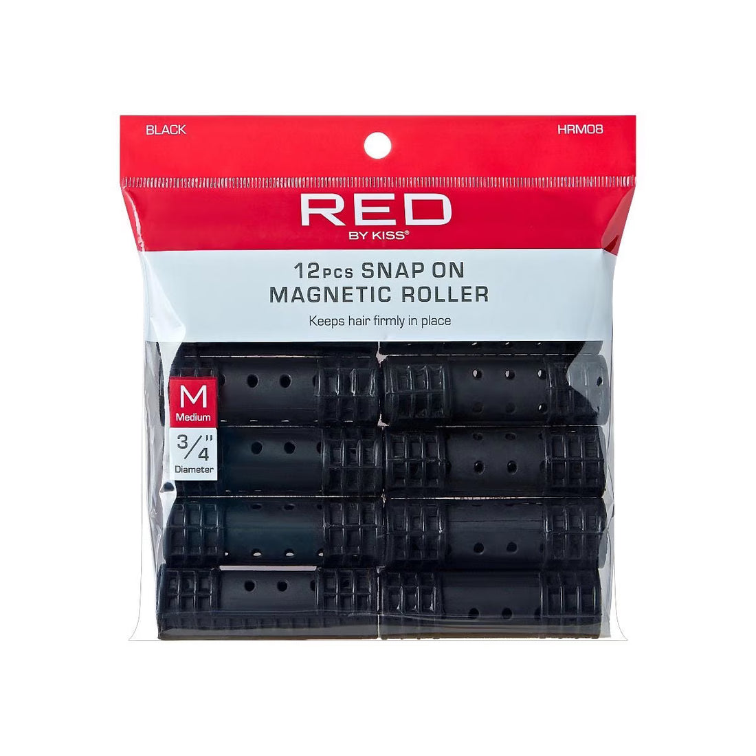 Red by Kiss Snap On Magnetic Roller Set Black | Snap-On Magnetic Hair Rollers for Wet Sets