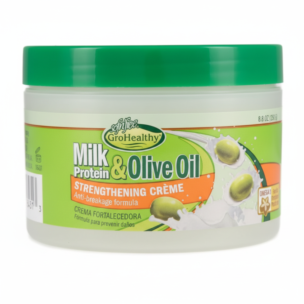 Sof n Free milk protein and olive oil strengthening creme repairs hair