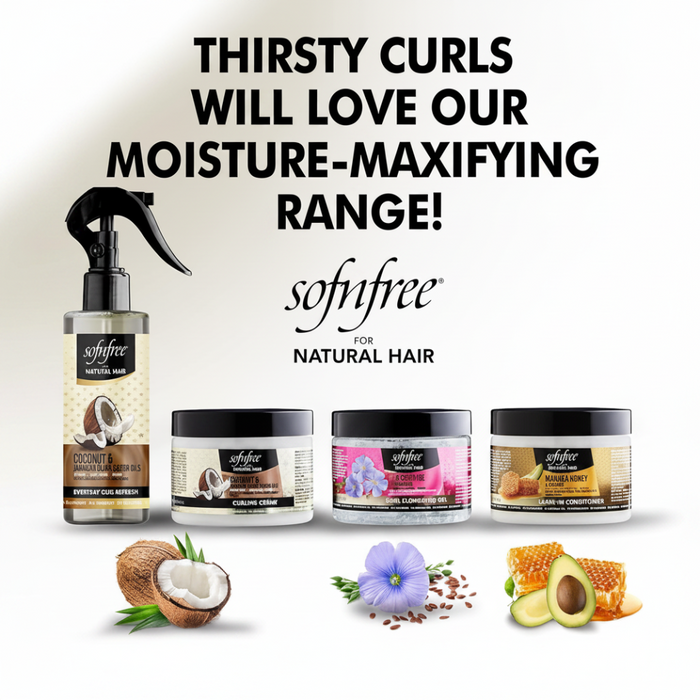 Sof N Free coconut and Jamaican black castor oil curl refresher spray