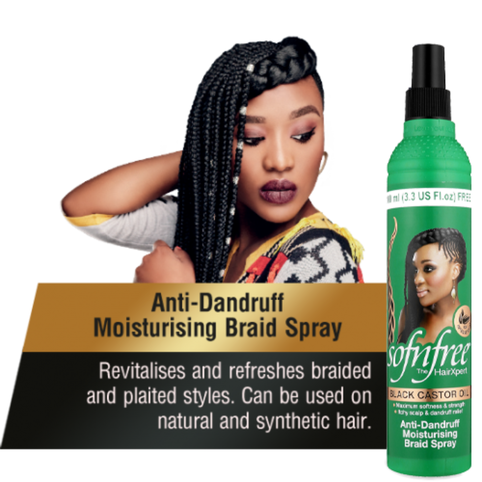 SofnFree black castor oil anti dandruff moisturising braid spray