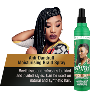 SofnFree black castor oil anti dandruff moisturising braid spray