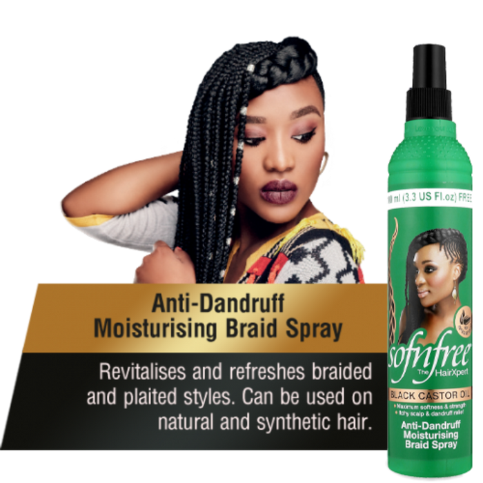 Sofn’Free Black Castor Oil Anti-Dandruff Braid Spray 350ml | Moisturise
