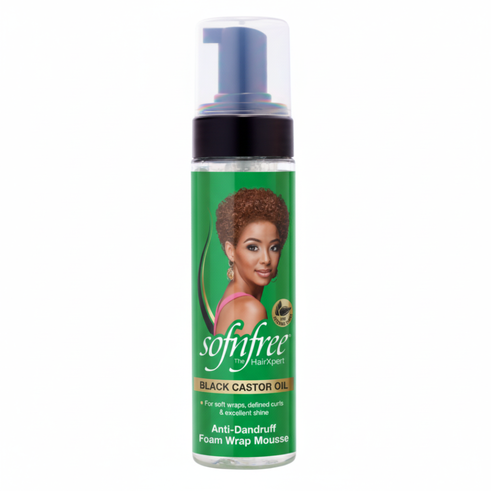 SofnFree black castor oil anti dandruff foam wrap mousse for curls and hold