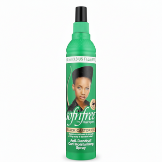 SofnFree black castor oil anti dandruff curl spray for hydrating curls and refreshing dry scalp care