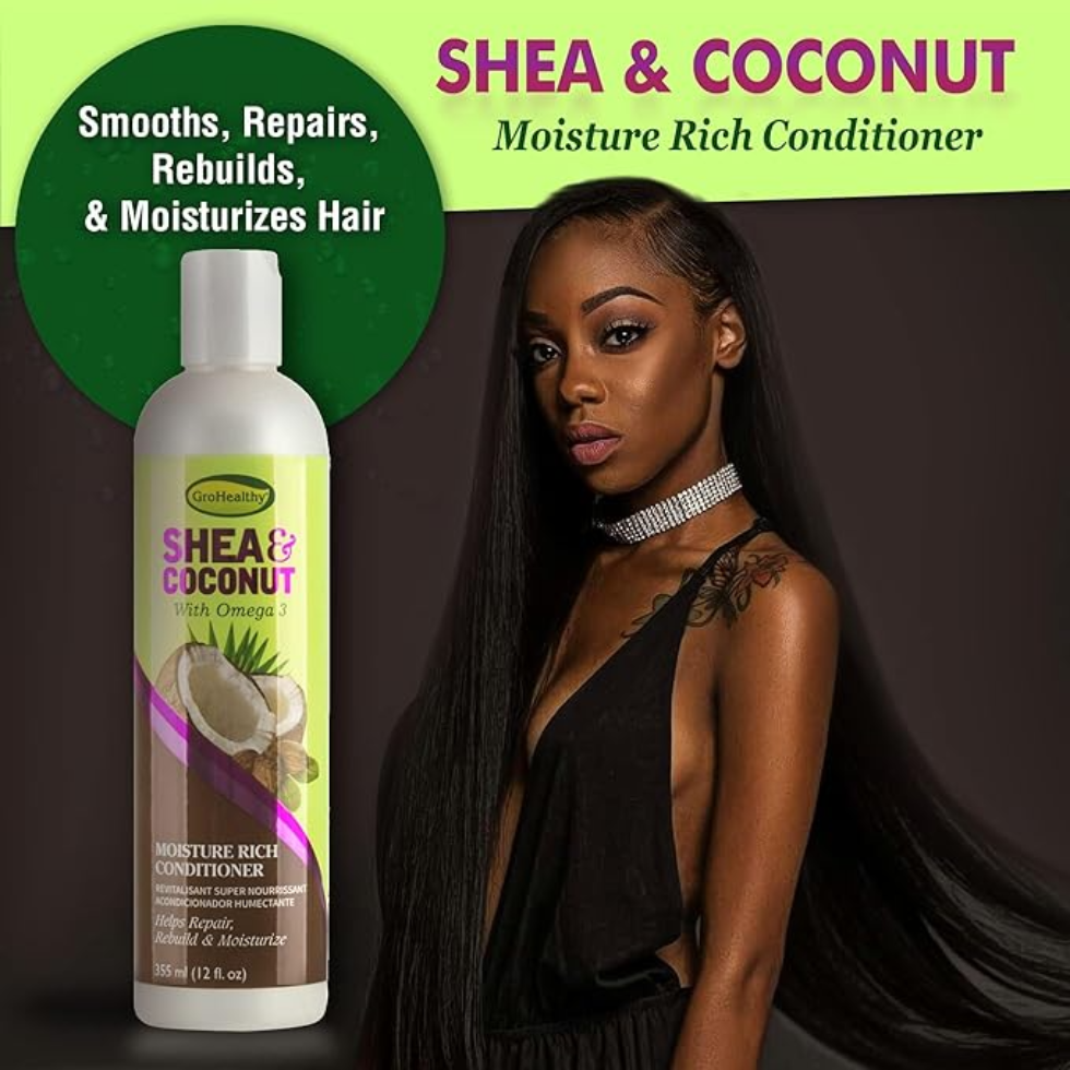 SofnFree GroHealthy shea and coconut moisture rich conditioner hydrates hair