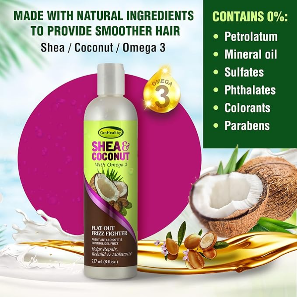 SofnFree Gro Healthy shea and coconut frizz fighter smooths hair
