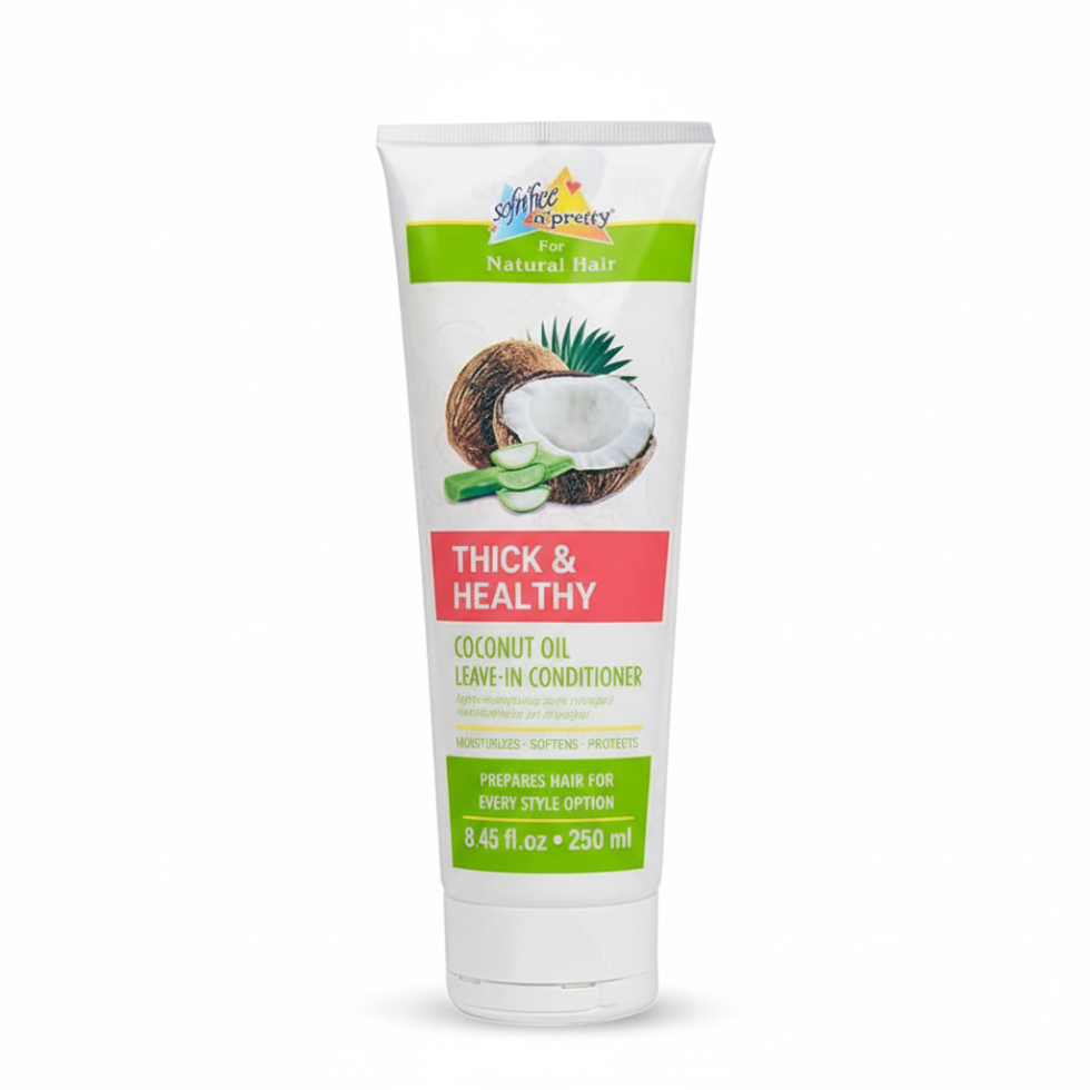 sofn free n pretty coconut oil leave in conditioner 250ml for natural hair thick healthy soft smooth frizz free hair