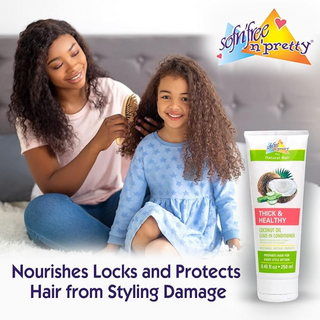 sofn free n pretty coconut oil leave in conditioner 250ml for natural hair thick healthy soft smooth frizz free hair