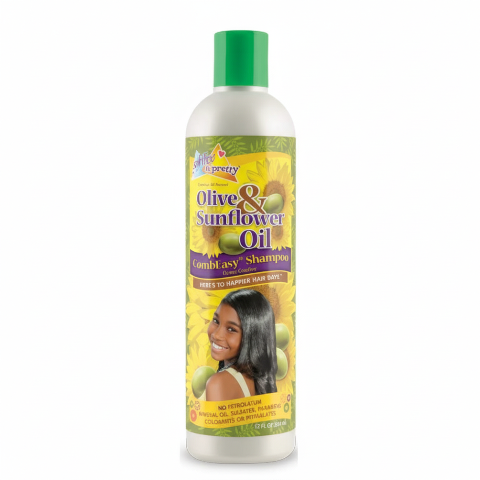 sofn free n pretty olive and sunflower comb easy shampoo 12oz strengthen promote hair growth detangle soft smooth healthy hair