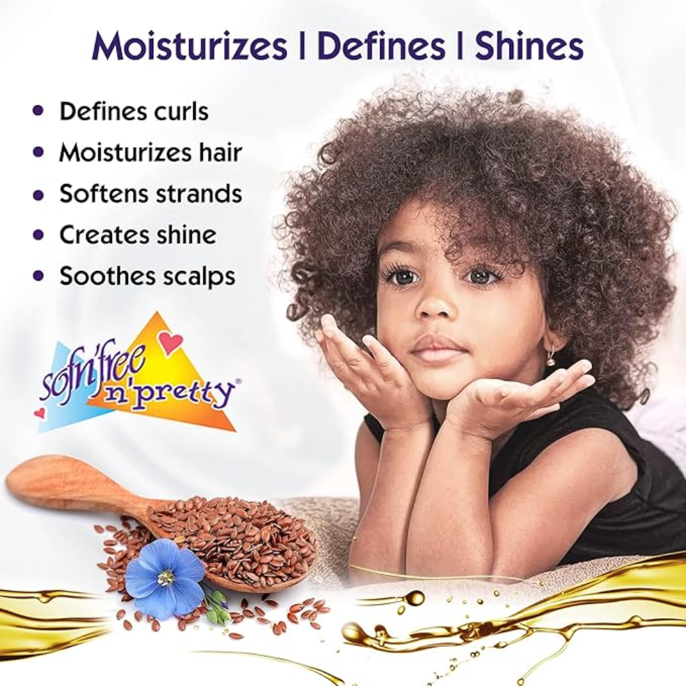 sofn free n pretty flaxseed curl defining cream 250ml for moisture shine frizz free defined bouncy curls